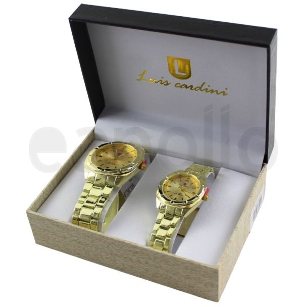 Luis Cardini His & Her Watch Gift Set - Gold (2522)