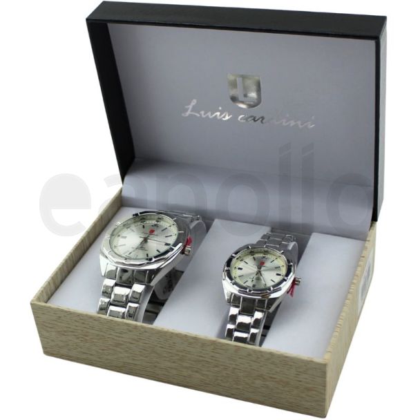 Luis Cardini His & Her Watch Gift Set (2522) - Silver 
