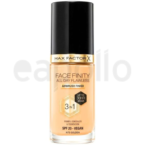 Max Factor Facefinity 3-in-1 SPF20 Foundation – N75 Golden (30ml)