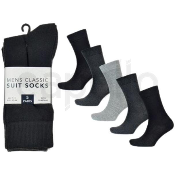 Men's Classic Cotton Blend Suit Socks - Pack of 5 - Assorted