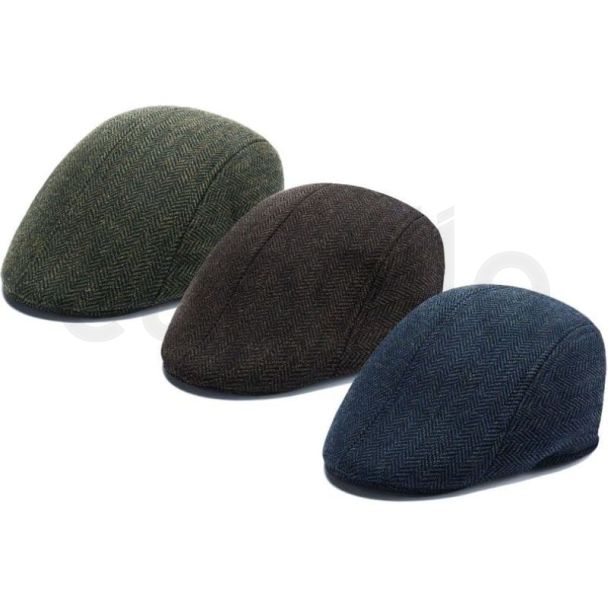 Men's Plain Herringbone Flat Hat