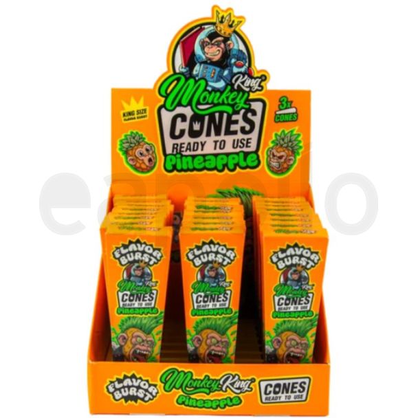 Monkey King - King Size Flavor Burst Cones - Pineapple (24 X 3 Cones)