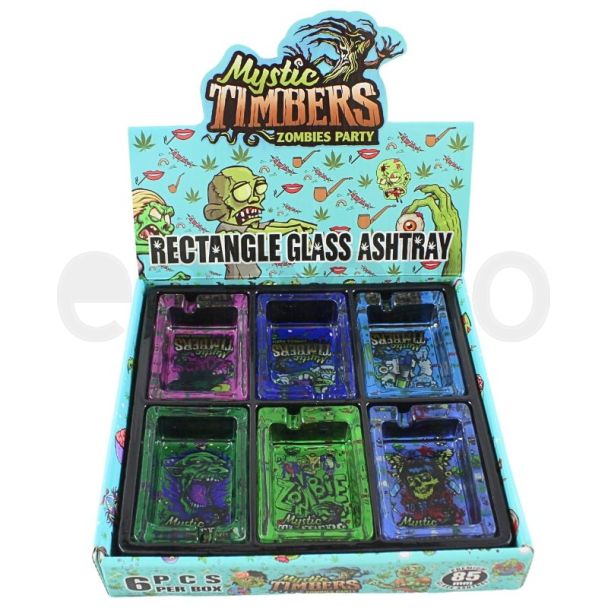 Mystic Timbers Zombies Party Rectangle Glass Ashtray