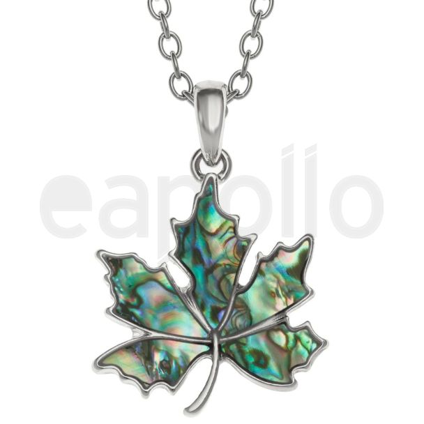 Natural Paua Shell Summer Leaf Pendant Necklace