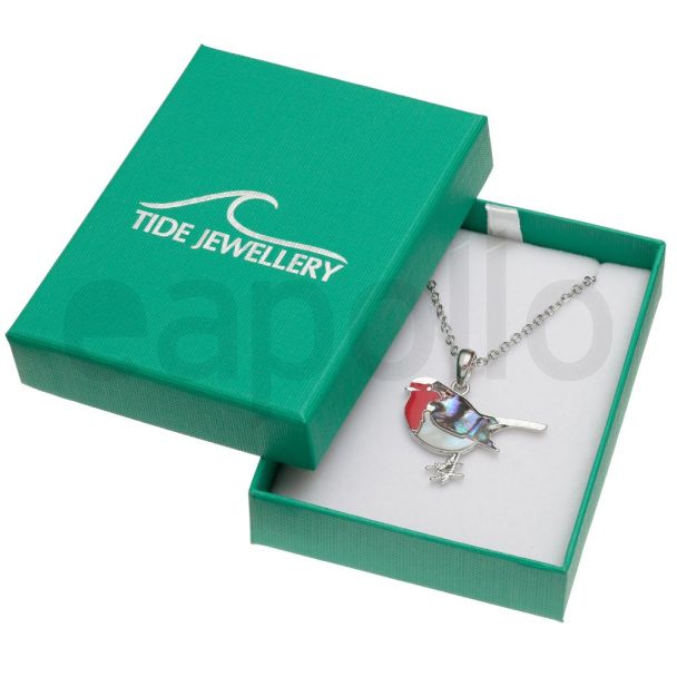 Natural Paua Shell Robin Pendant Necklace
