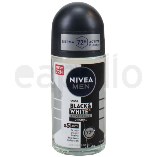 Nivea Men Roll On 72h Anti-Perspirant Deodorant 50ml - Black & White Original 
