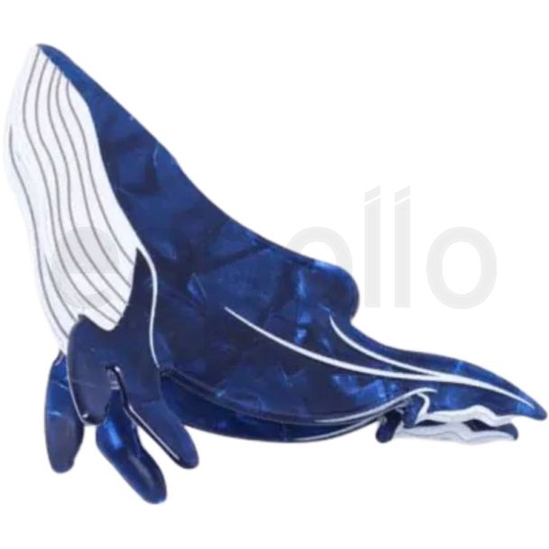 Blue Pearlescent Whale Shaped Hair Clamp - 10.5cm