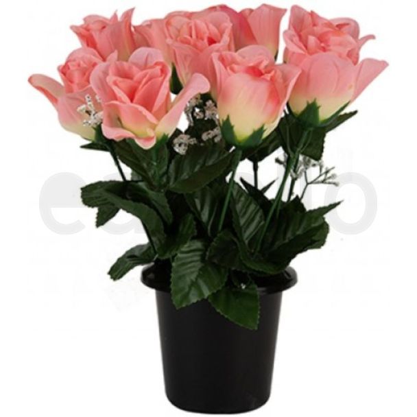 Graveside Artificial Flowers in Pot – Pink Roses 