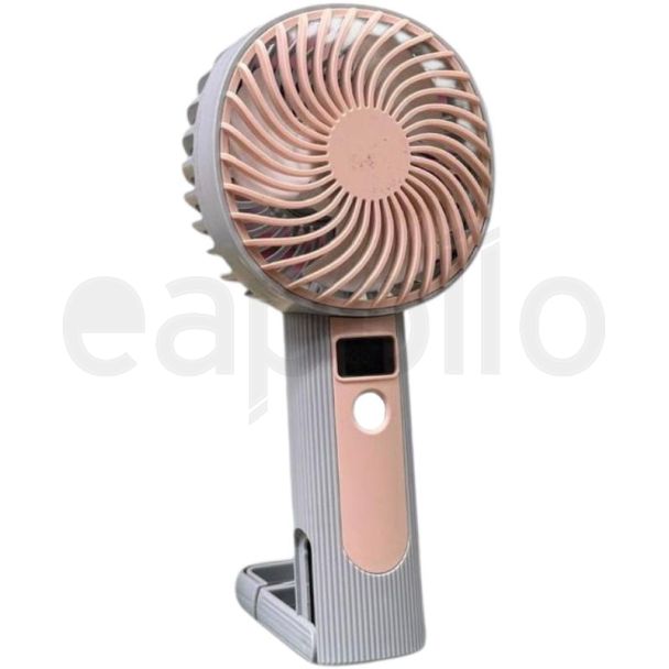 Portable Handheld Rechargeable Fan with Speed Display and Hanging Hook Stand - Assorted Colours - 20cm