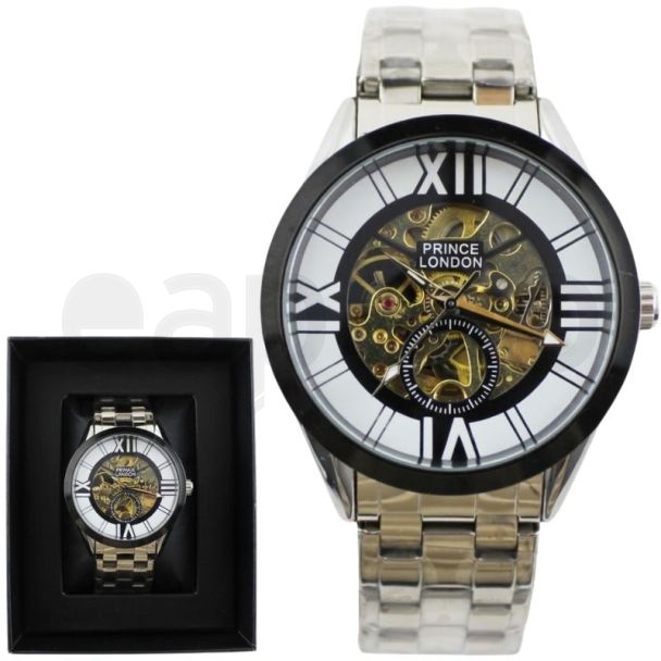 Prince Men's Automatic Watch With Metal Bracelet - Silver (D3)
