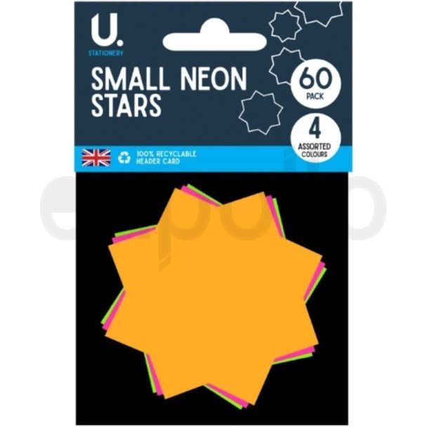 Neon Star Shapes Assorted Colours – Pack of 60
