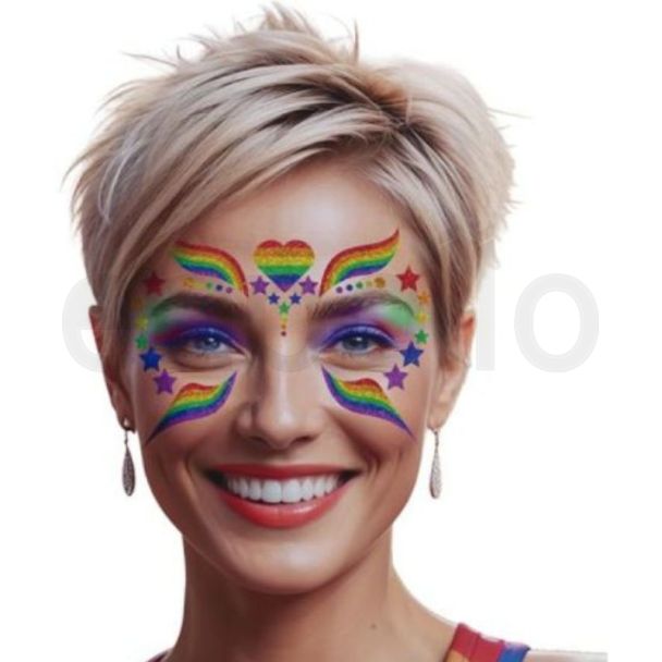Rainbow Face Glitter Makeup Decoration - 14x13cm