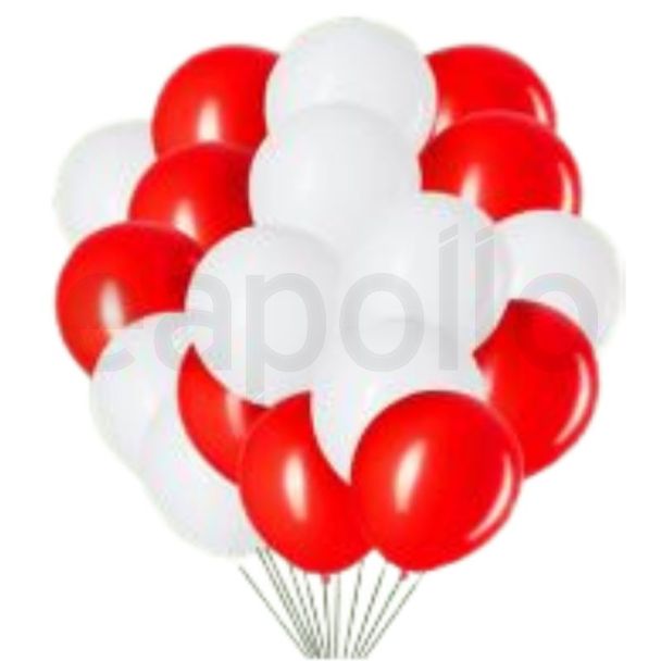 Red and White Party Balloons – Pack of 25