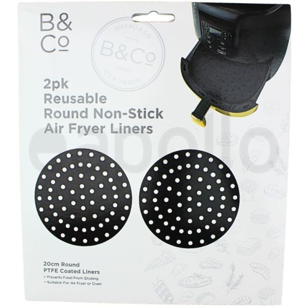 Reusable Non Stick Air Fryer Round Liners (2pk)