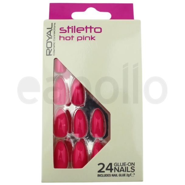 Royal Cosmetics 24 Glue-On Nails - Stiletto Hot Pink