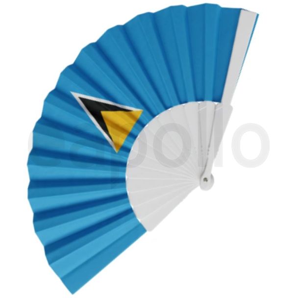 Saint Lucia Flag Carnival Folding Hand Fan - 23cm