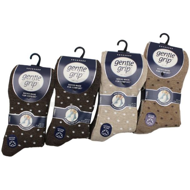 Gentle Grip Non Binding Digital Dots Cotton Socks (3 Pack) - Assorted