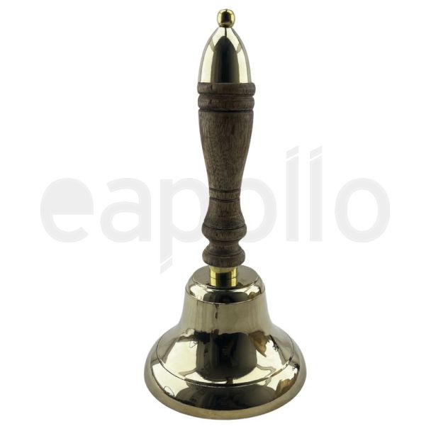 Brass Bell with Wooden Handle (L) – 29cm 