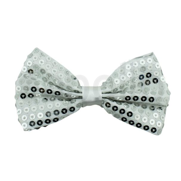 Sequin Bow Tie - Silver