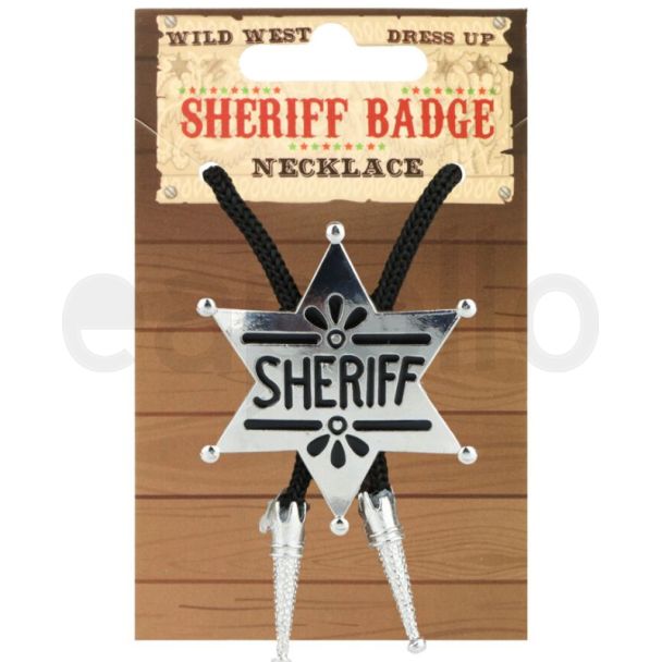 Sheriff Star Badge (5.5cm) on Cord - Silver