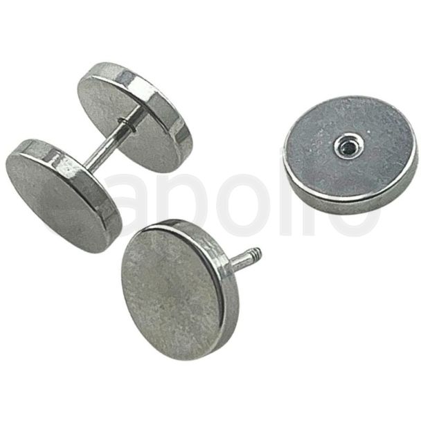 Silver Cylinder Disc Stud Earrings with Screw Back