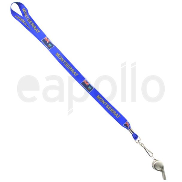 Silver Whistle With Lanyard - Montserrat Flag Design
