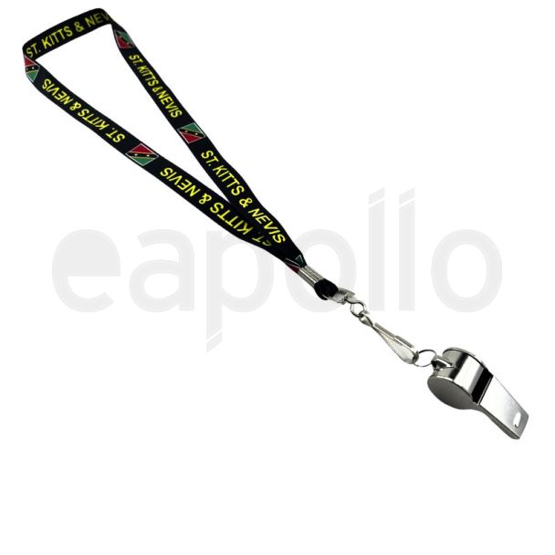 Silver Whistles With Lanyard Saint Kitts and Nevis Design