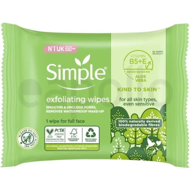 Simple Exfoliating Wipes - 20 Wipes