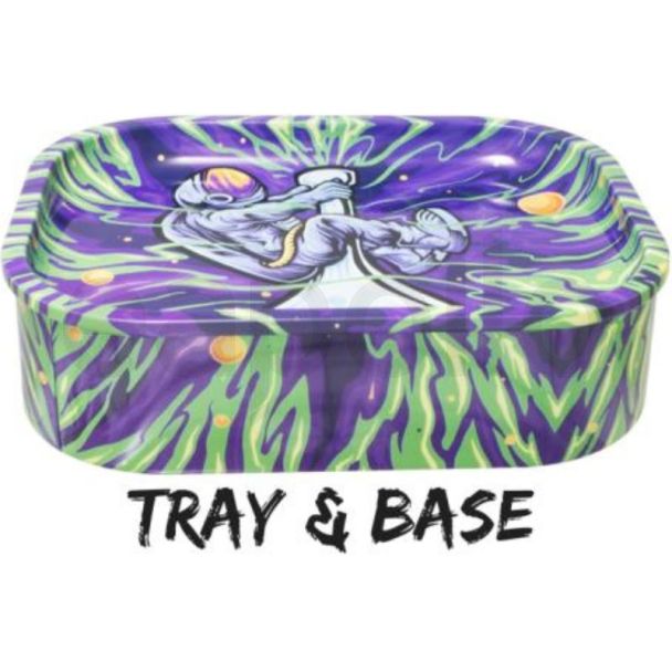 Spaceman Tin Storage Box with Removable Tray Lid (18cm x 14cm)