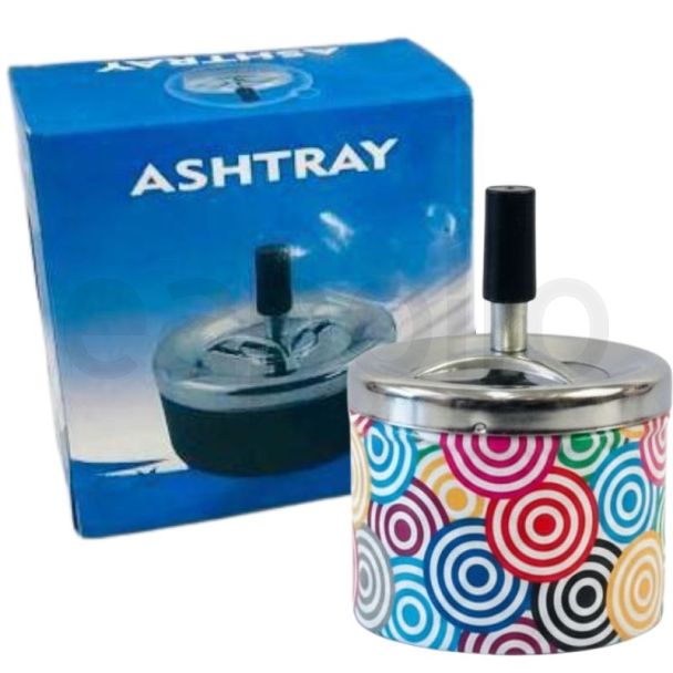 Spinning Metal Ashtray Printed Design - Assorted 