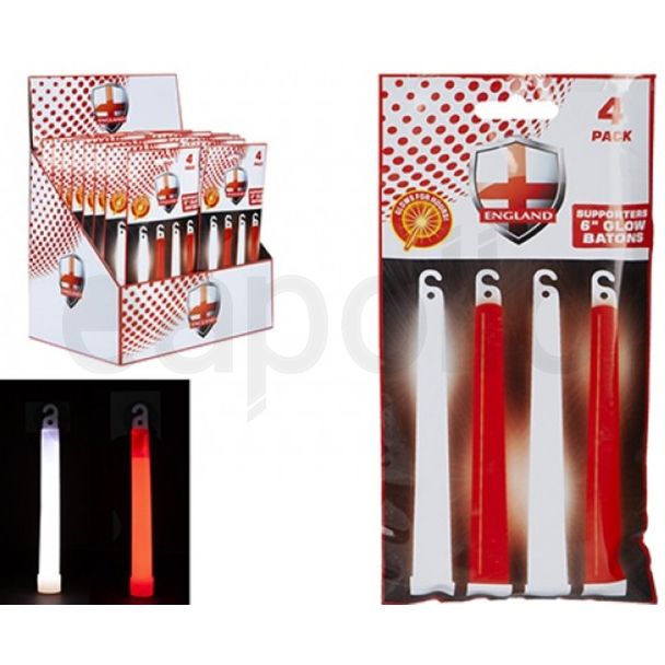 Wholesale St. George England Red & White Light Stick (Pack of 4)