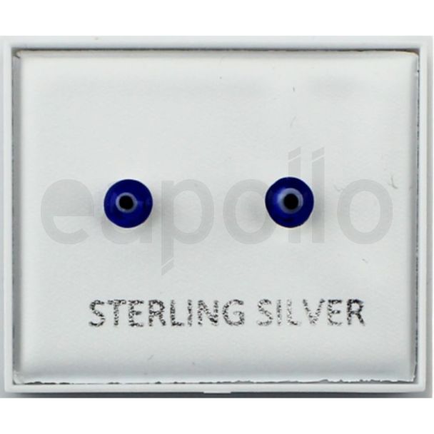Sterling Silver Blue Eye Ear Studs 4mm