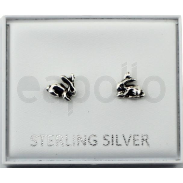 Sterling Silver Cute Bunny Ear Studs 3mm