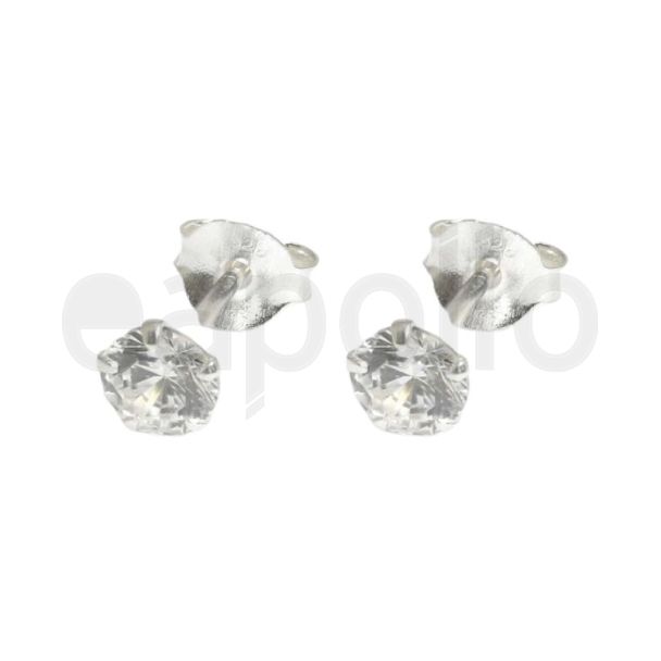 Sterling Silver CZ Round Ear Stud 1.5 - 6mm