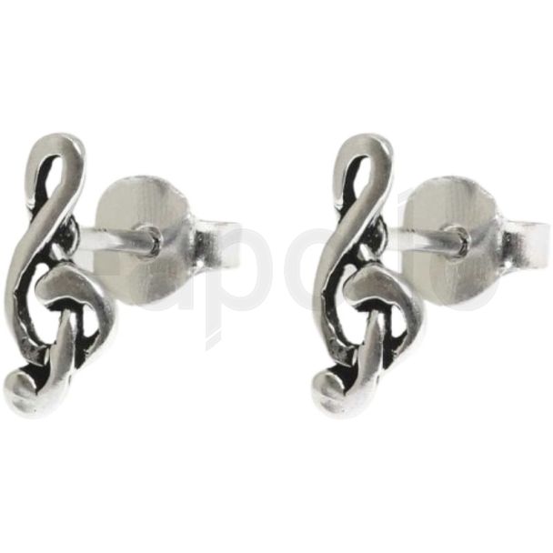 Sterling Silver Double Clef Ear Studs