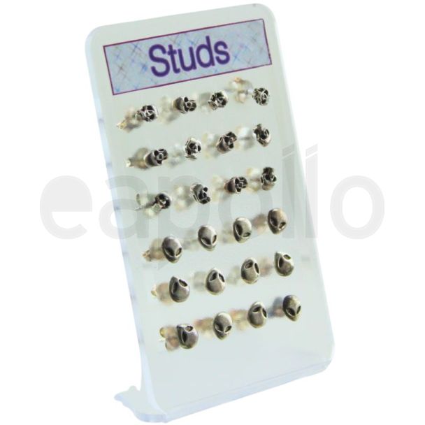 Silver Hoop Earrings – Assorted Styles Display Stand