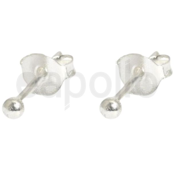 Sterling Silver Plain Ball Ear Studs (3mm)