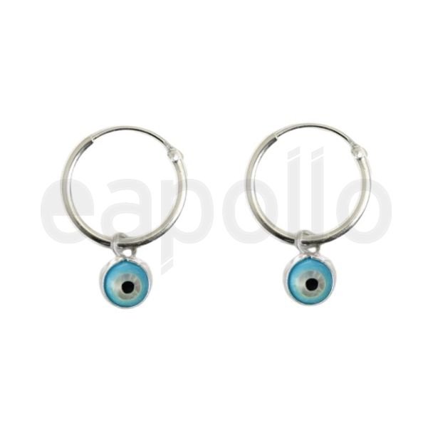 Sterling Silver Mini All-Seeing Eye Dangle Hoops