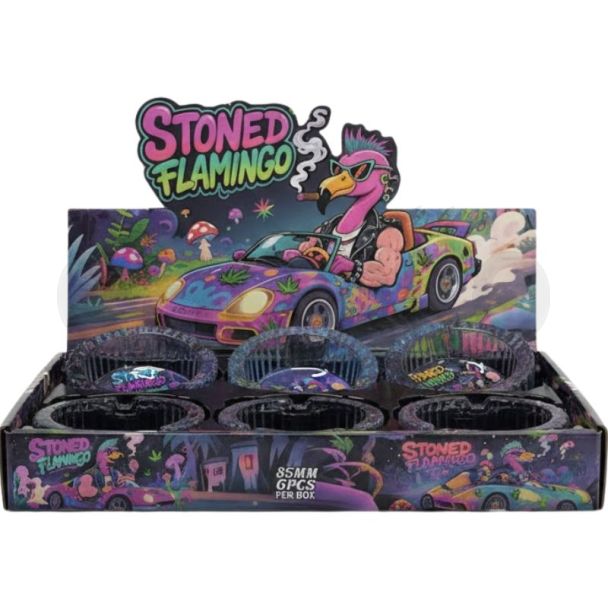 Stoned Flamingo Design Glass Ashtray - Assorted (8.5x3.5cm)