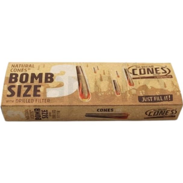 The Original Cones Bomb Size Natural Pre-Rolled Cones - Brown (3pcs)
