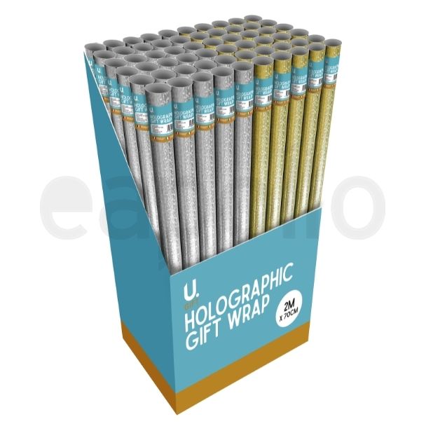 U. Gold & Silver Holographic Giftwrap (2m x 70cm)
