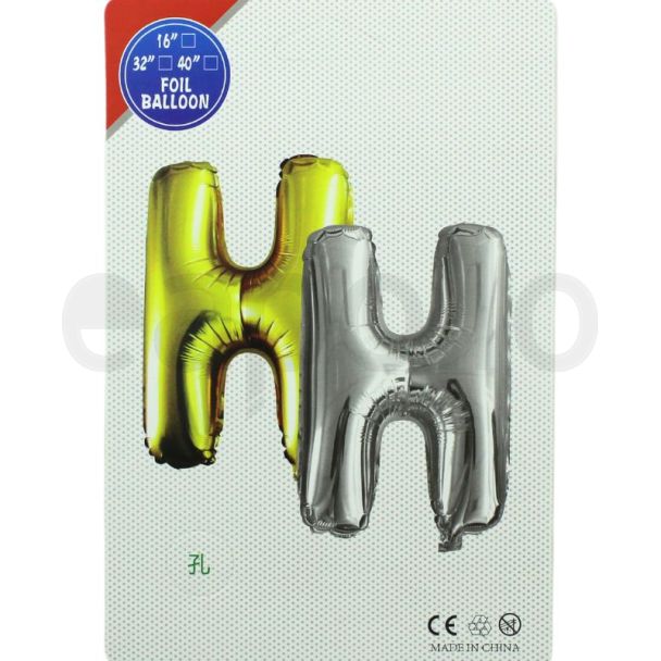 16" Letter "H" Air filled Foil Balloon - Gold