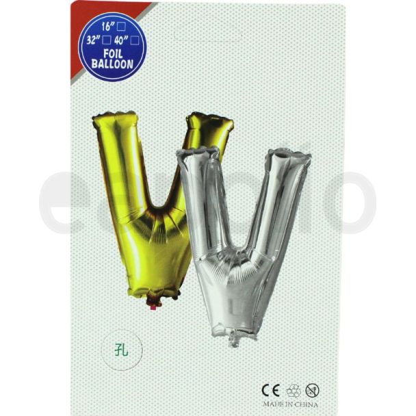 16" Letter "V" Air filled Foil Balloon - Silver