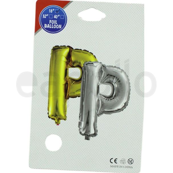 16" Letter "P" Air filled Foil Balloon - Silver
