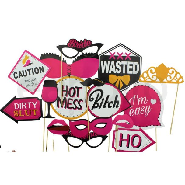 Party Photo Booth Props - Hen Party Theme (20 Pieces)