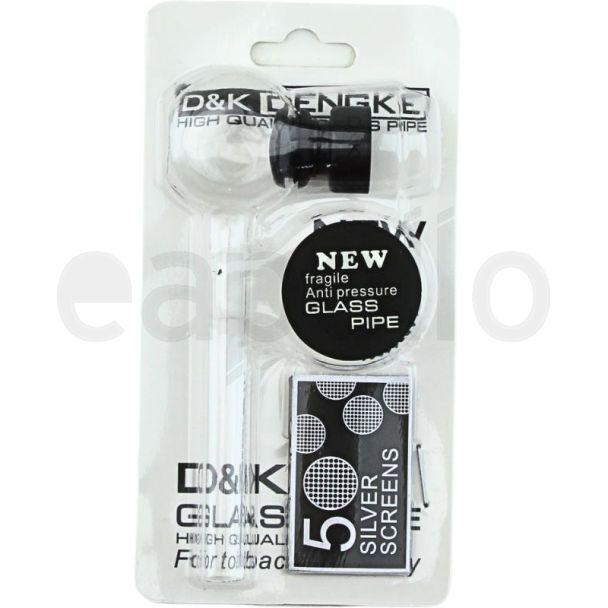 D&K Small Glass Pipe (9cm) - Clear