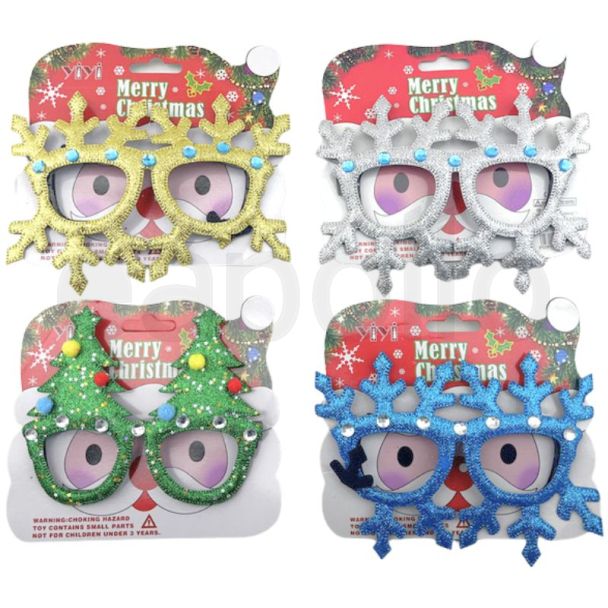 Christmas Fun Glasses Set Snowflakes and Tree Design - Assorted Design