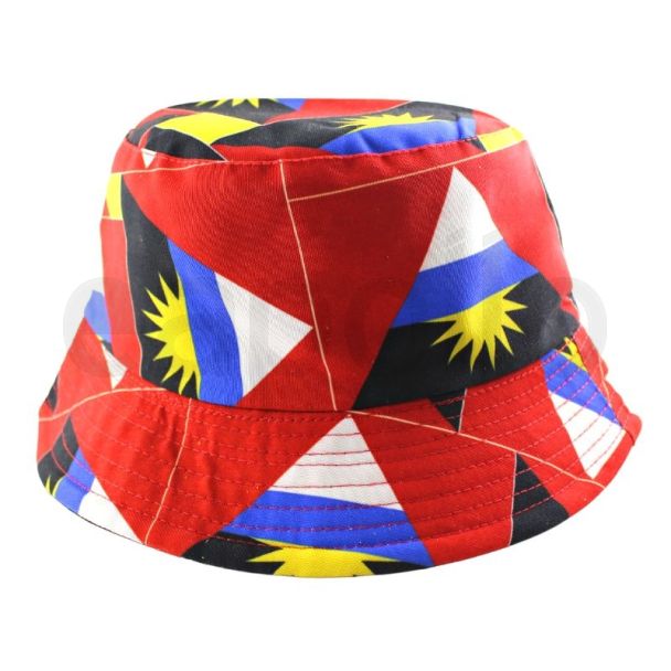 Adults 100% Cotton Antigua & Barbuda Flag Design Bucket Hat