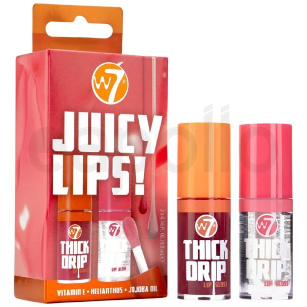 W7 Thick Drip 2pcs Lip Gloss Gift Set - Juicy Lips (Foolish & In The Clear)