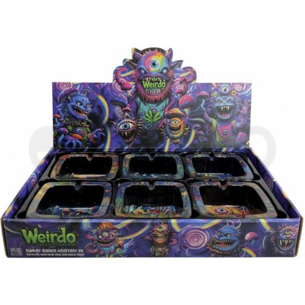 Weirdo Square Glass Ashtray - Assorted (9.3x4.3cm)